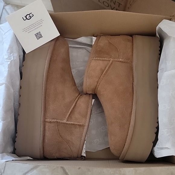 New! UGG Classic Mini Ultra platform Chestnut - Picture 4 of 6